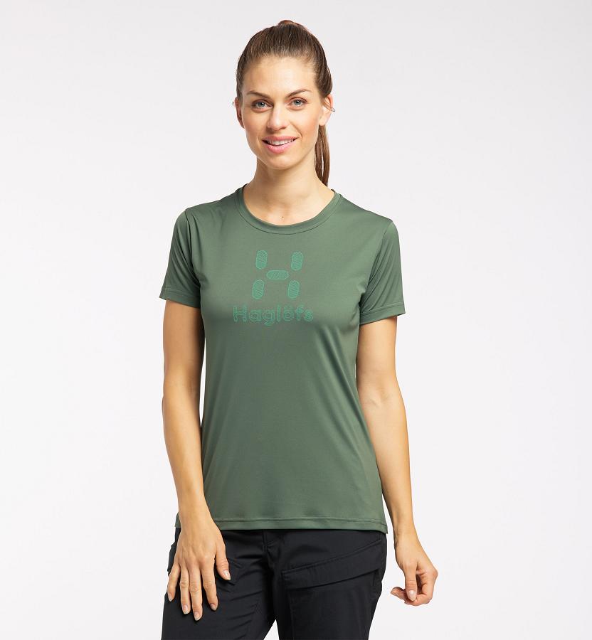 Haglöfs Womens Glee T-Shirt Dark Green New Zealand 47385UGLO